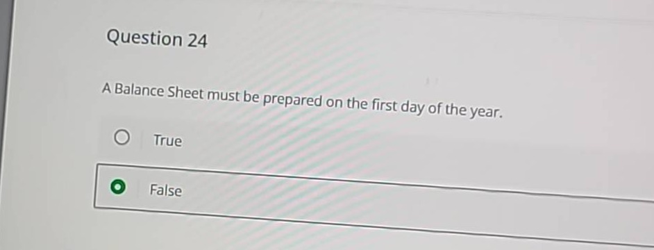 question 24 a balance sheet must be prepared on the first day of the ye…