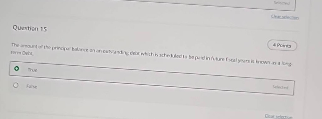 question 15 the amount of the principal balance on an outstanding debt …