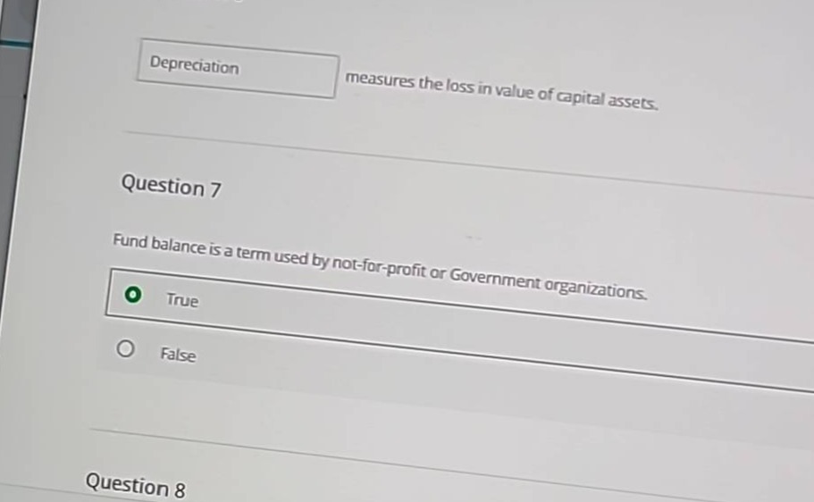 depreciation measures the loss in value of capital assets. question 7 f…