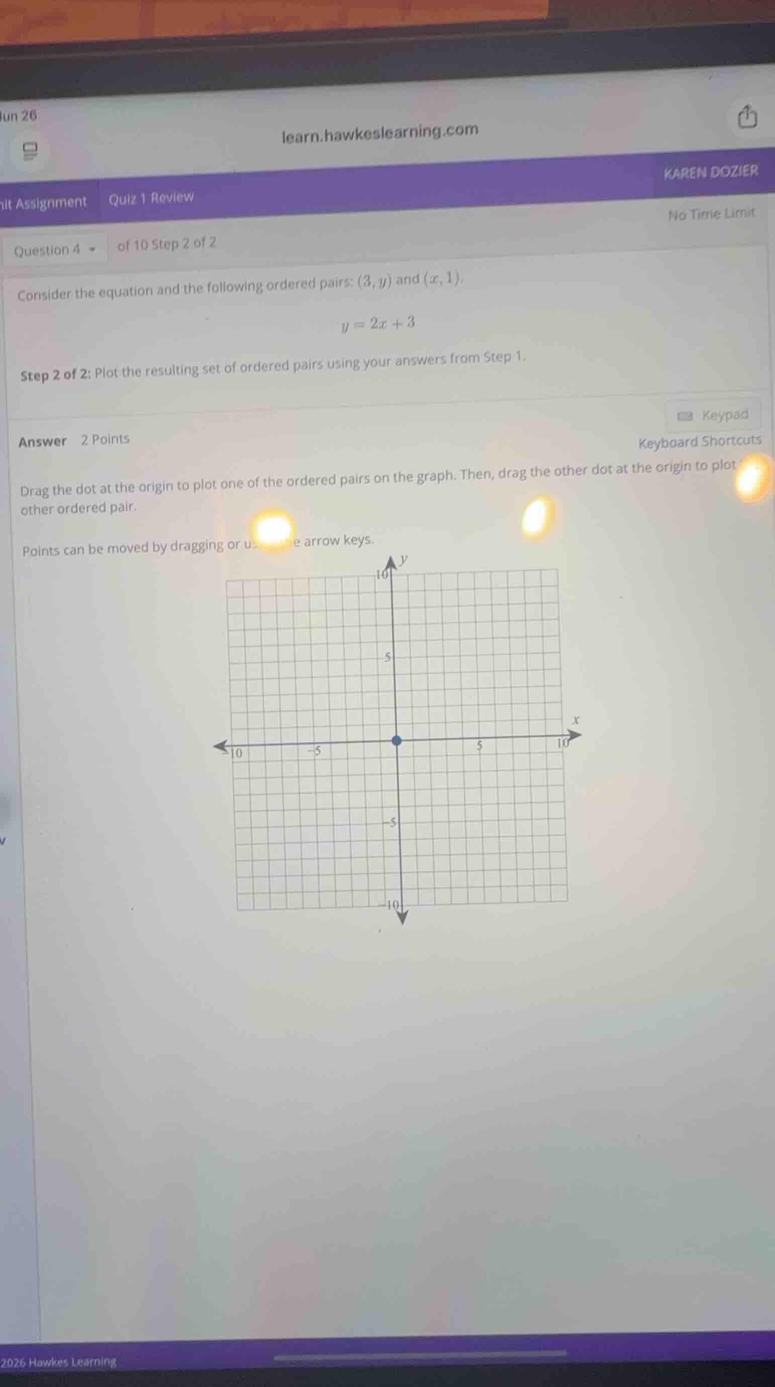 consider the equation and the following ordered pairs: \\((3, y)\\) and…