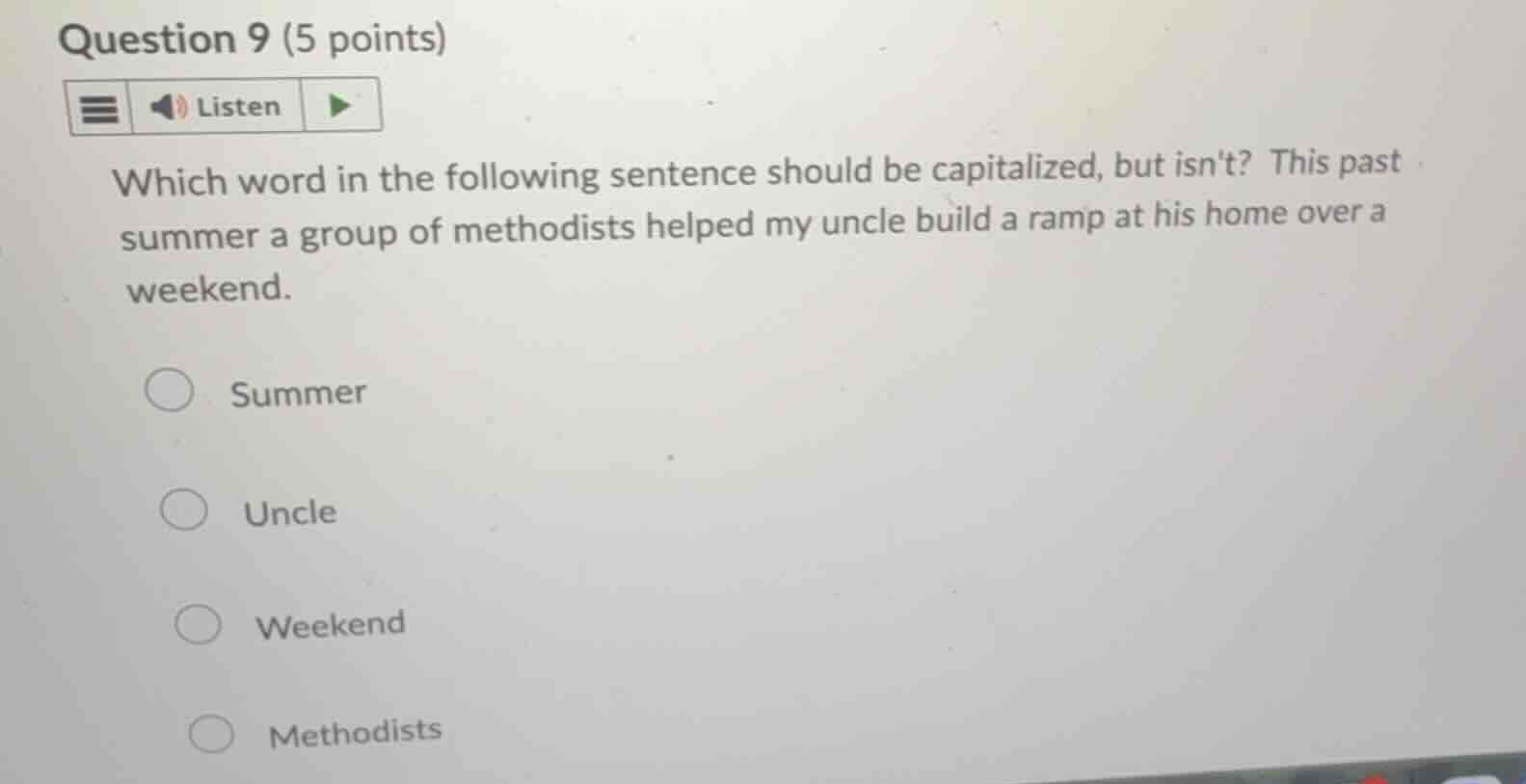 which word in the following sentence should be capitalized, but isnt? t…