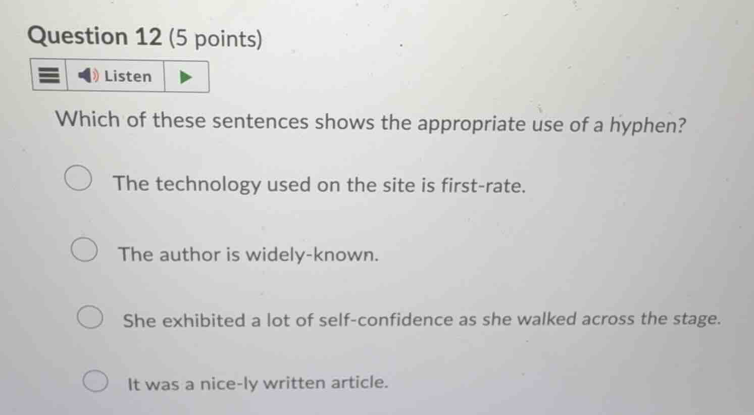 question 12 (5 points) which of these sentences shows the appropriate u…
