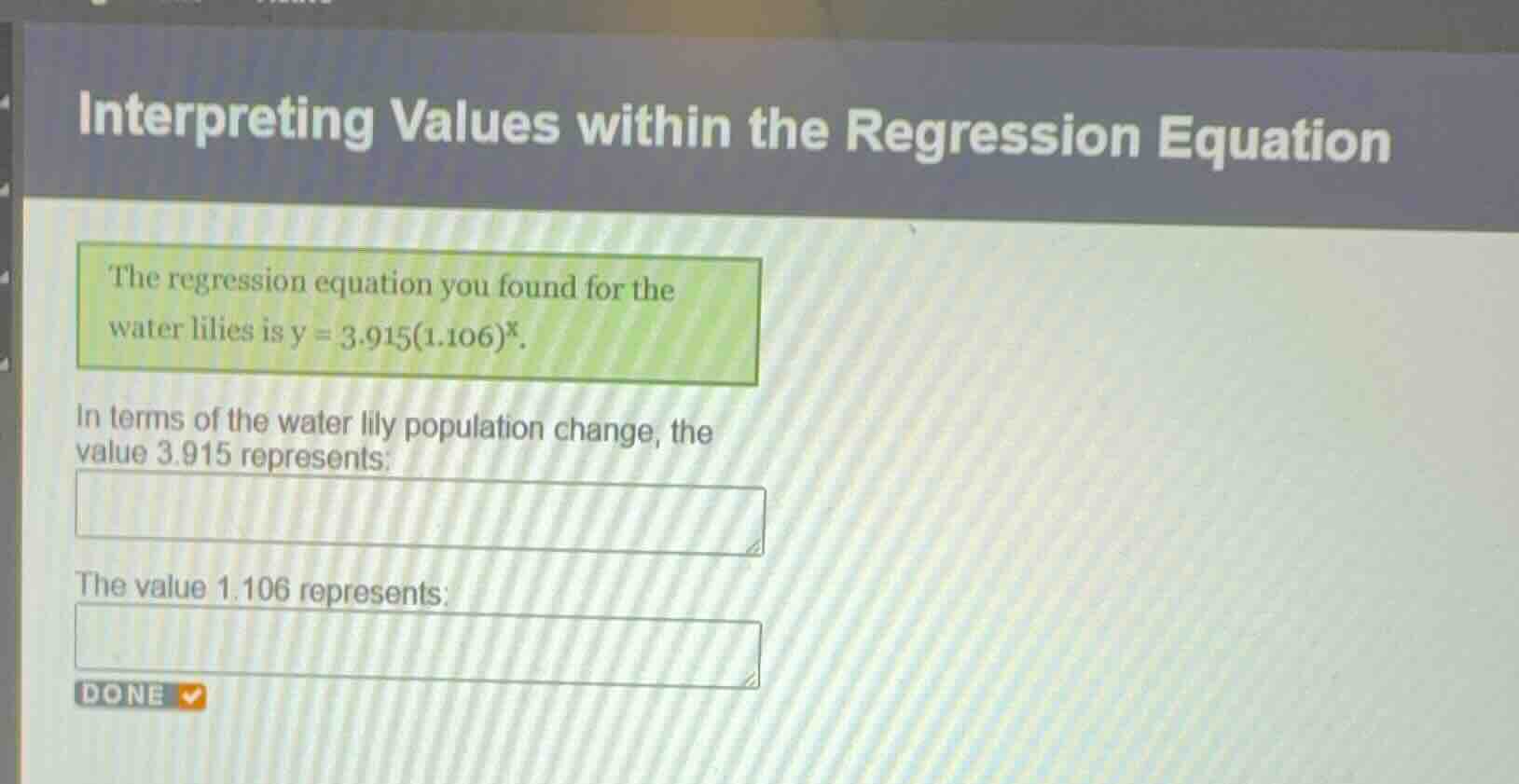 interpreting values within the regression equation the regression equat…