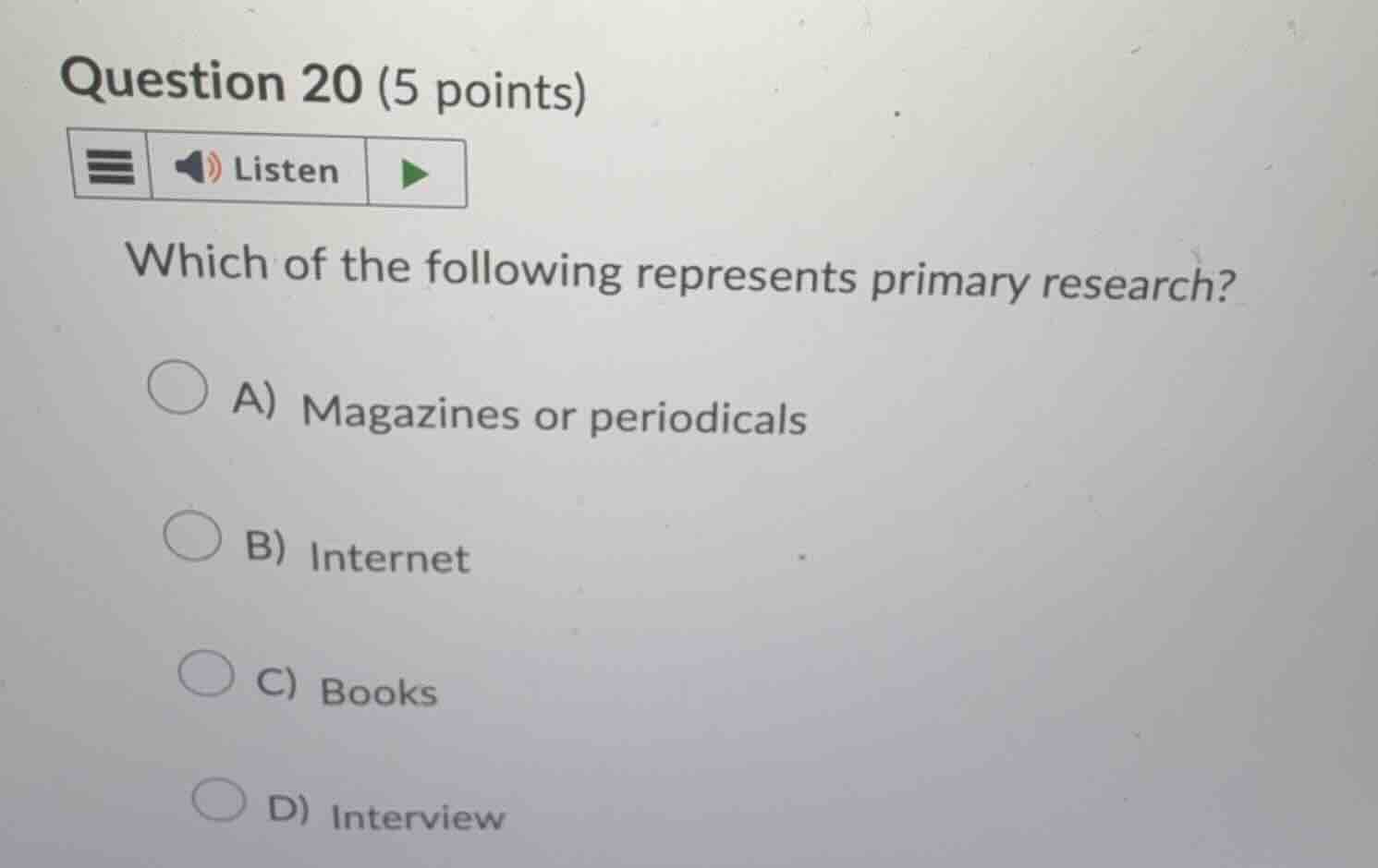 question 20 (5 points) which of the following represents primary resear…