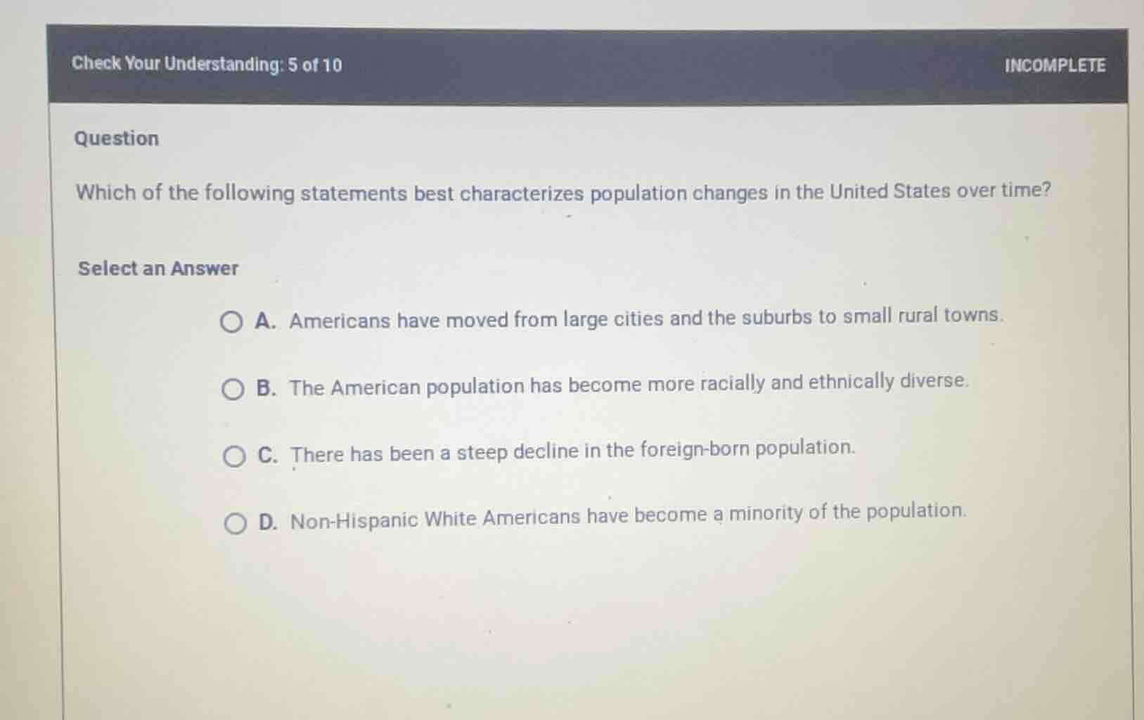 which of the following statements best characterizes population changes…