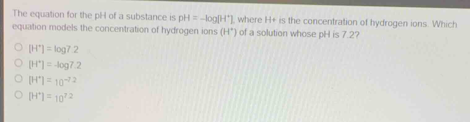 the equation for the ph of a substance is \\(\\text{ph} = -\\log\\text{…