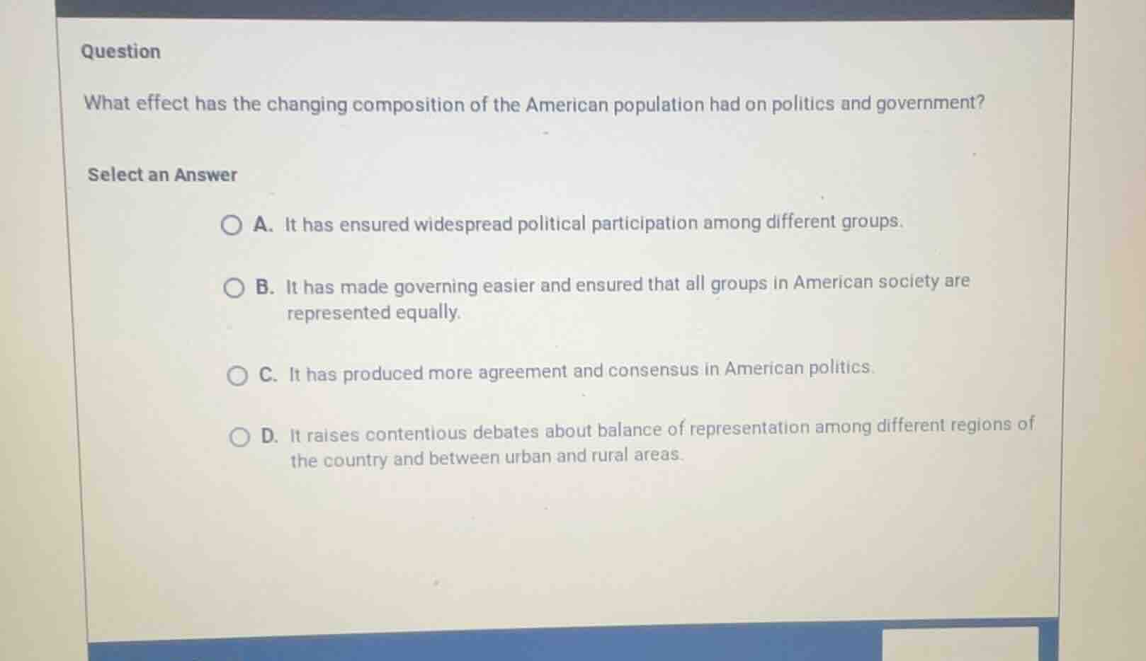 question what effect has the changing composition of the american popul…