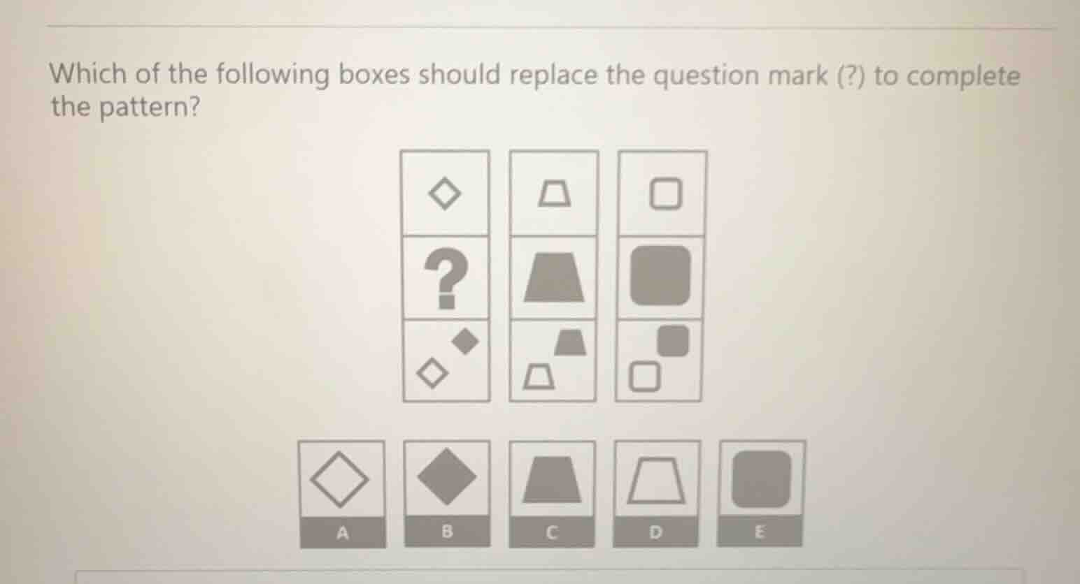 which of the following boxes should replace the question mark (?) to co…