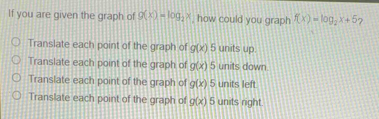 if you are given the graph of (g(x) = log_{2}x), how could you graph (f…