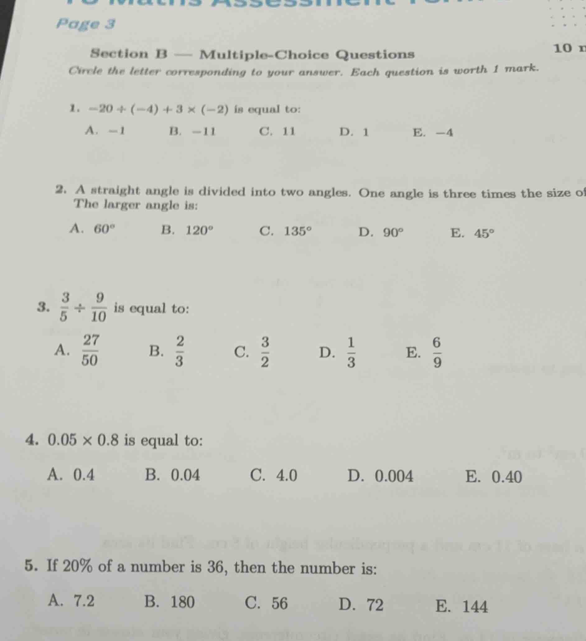 section b - multiple-choice questions circle the letter corresponding t…