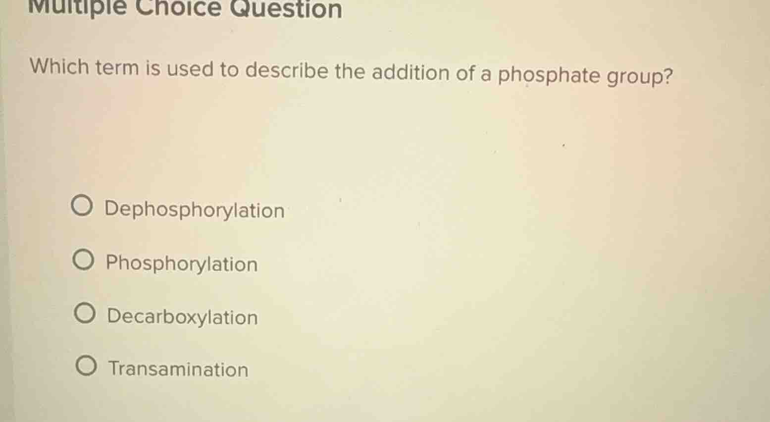 multiple choice question which term is used to describe the addition of…