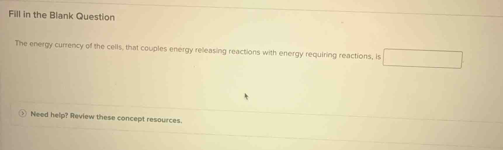 fill in the blank question the energy currency of the cells, that coupl…