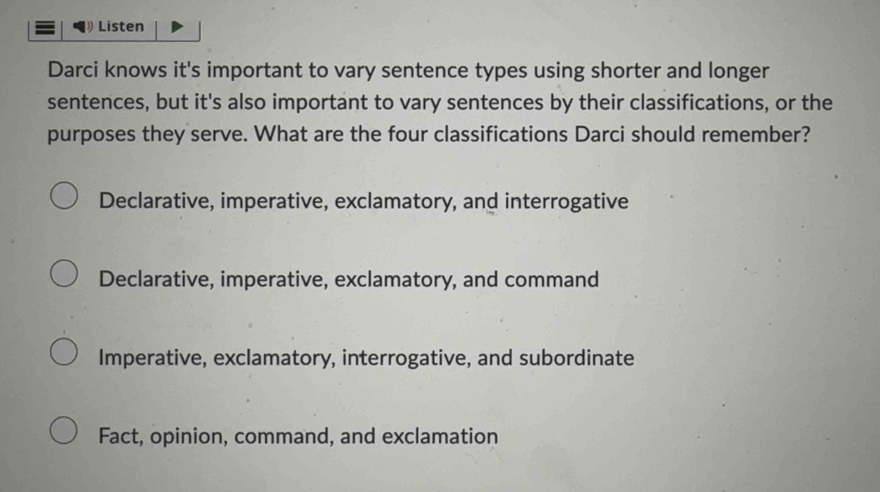 darci knows its important to vary sentence types using shorter and long…