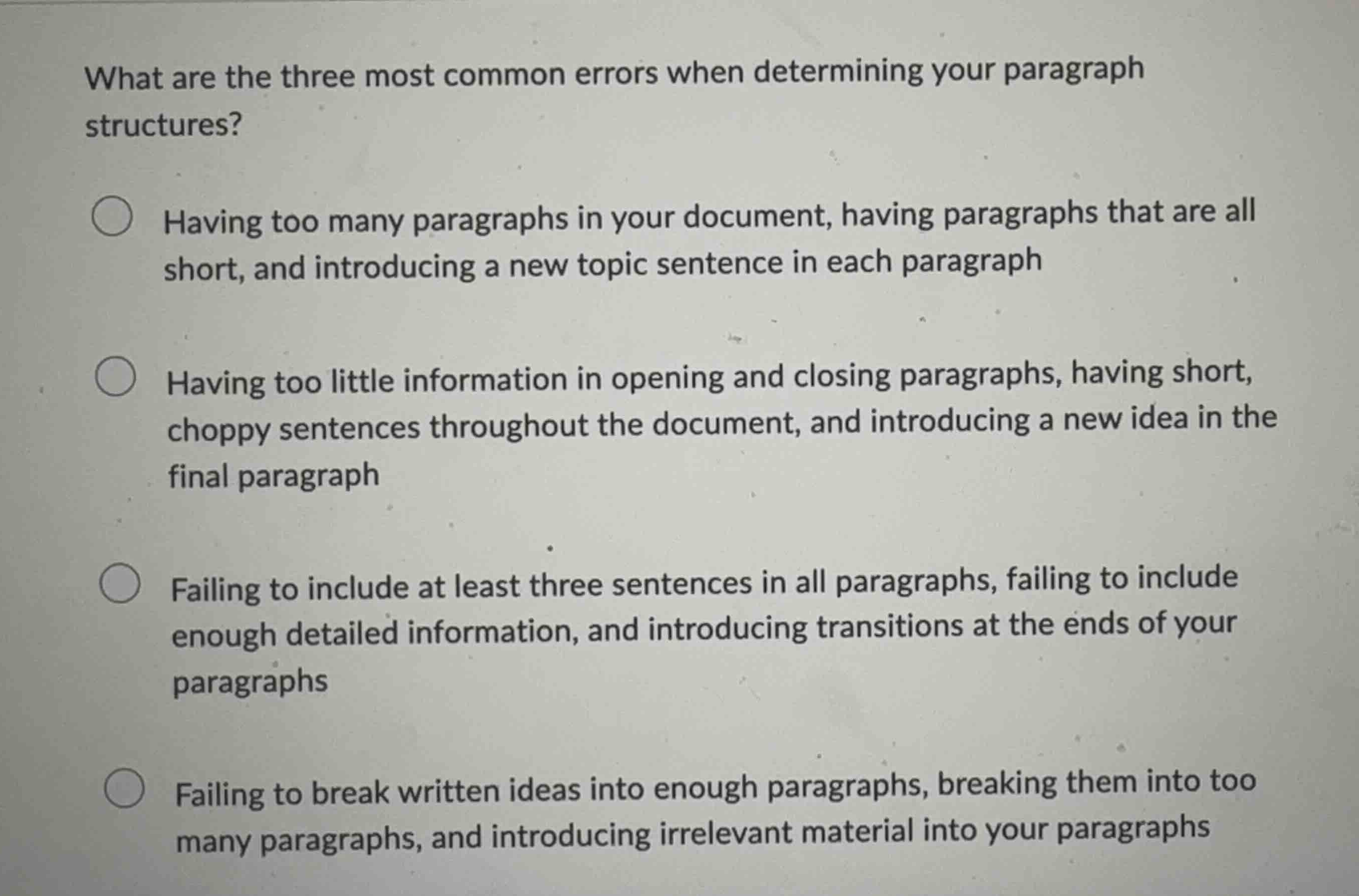 what are the three most common errors when determining your paragraph s…