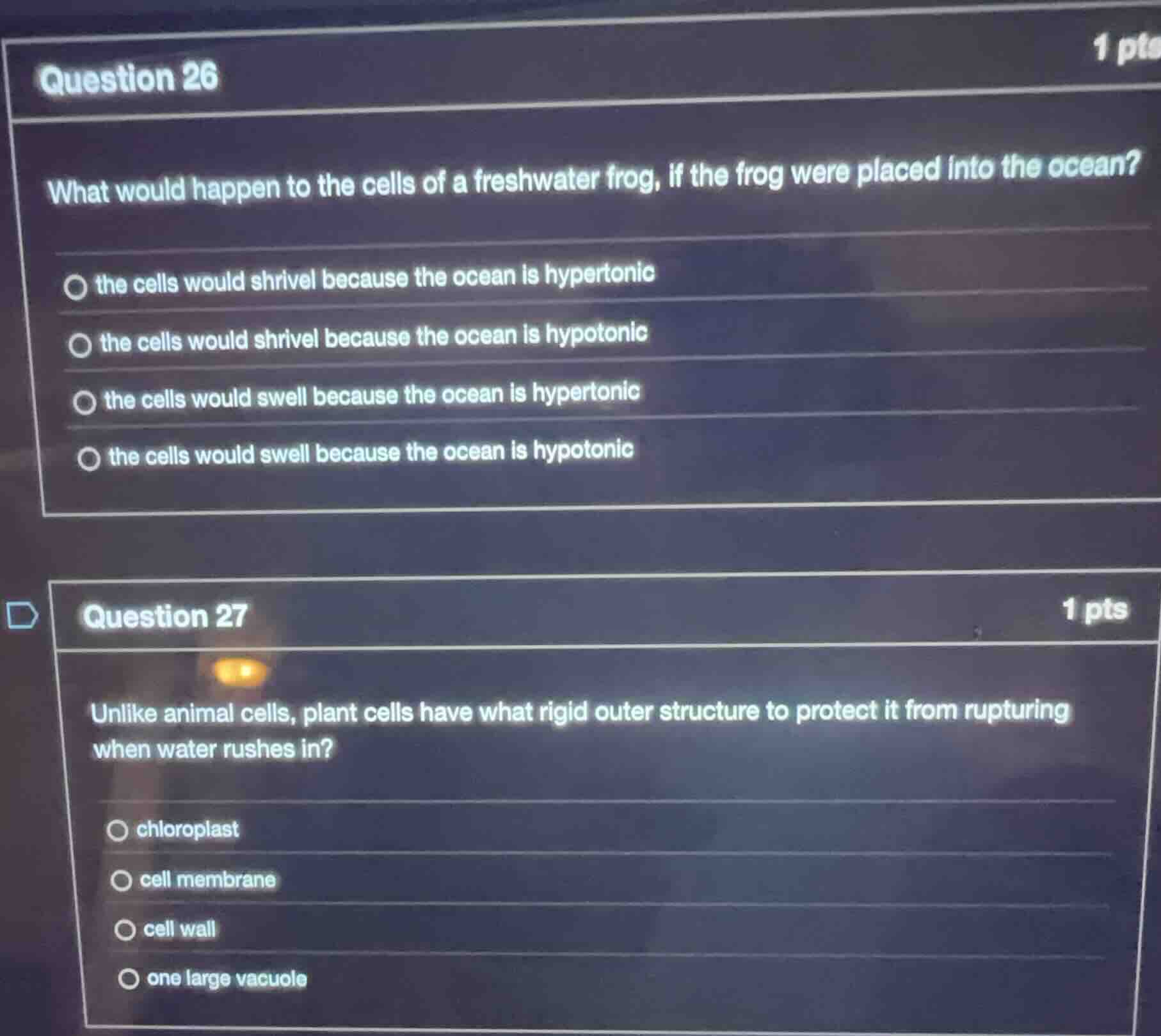 question 26 what would happen to the cells of a freshwater frog, if the…