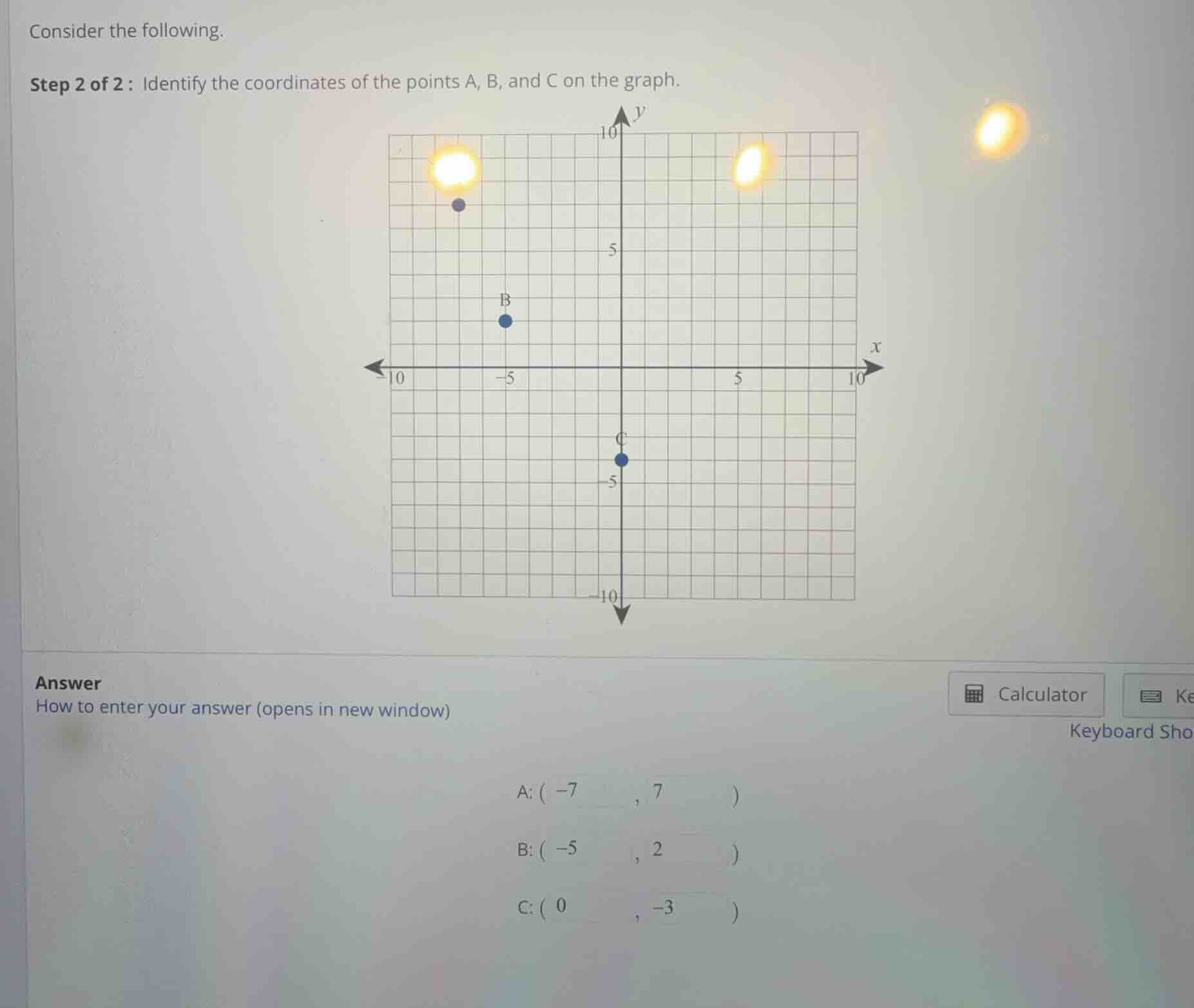 consider the following. step 2 of 2: identify the coordinates of the po…