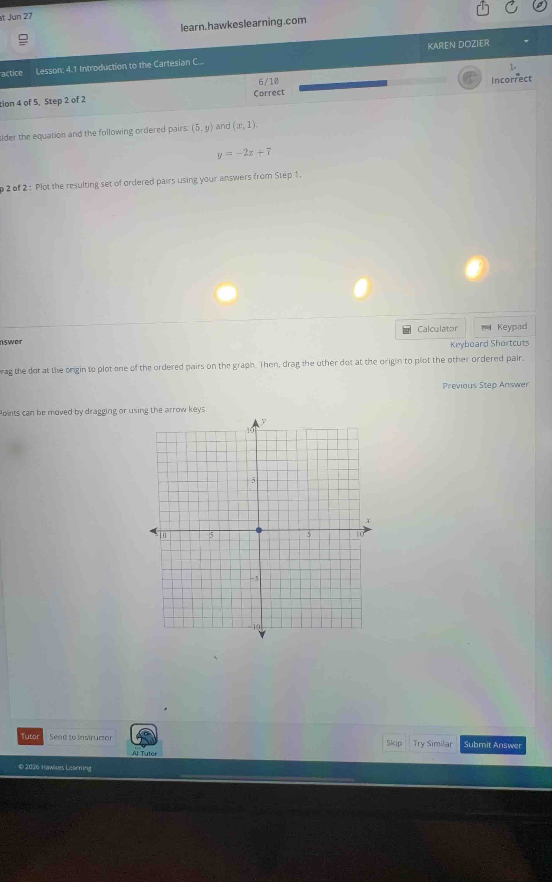 consider the equation and the following ordered pairs: \\((5, y)\\) and…