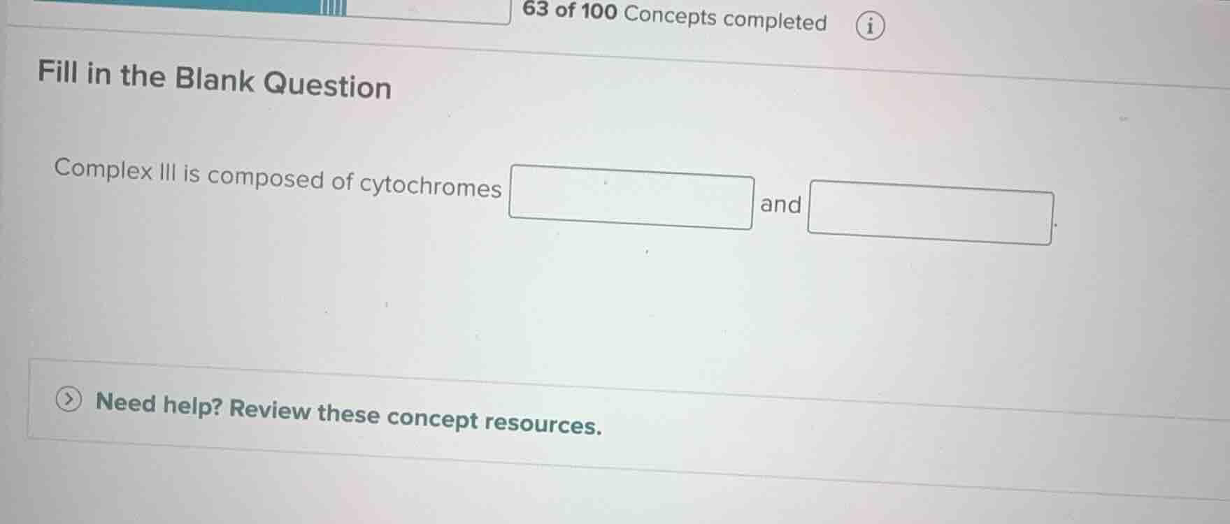fill in the blank question complex iii is composed of cytochromes blank…