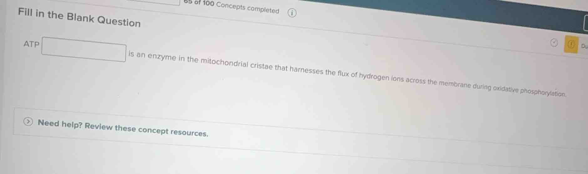 fill in the blank question atp is an enzyme in the mitochondrial crista…