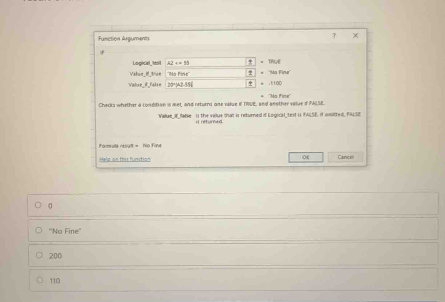function arguments if logical_test: a2 <= 55 = true value_if_true: o fi…