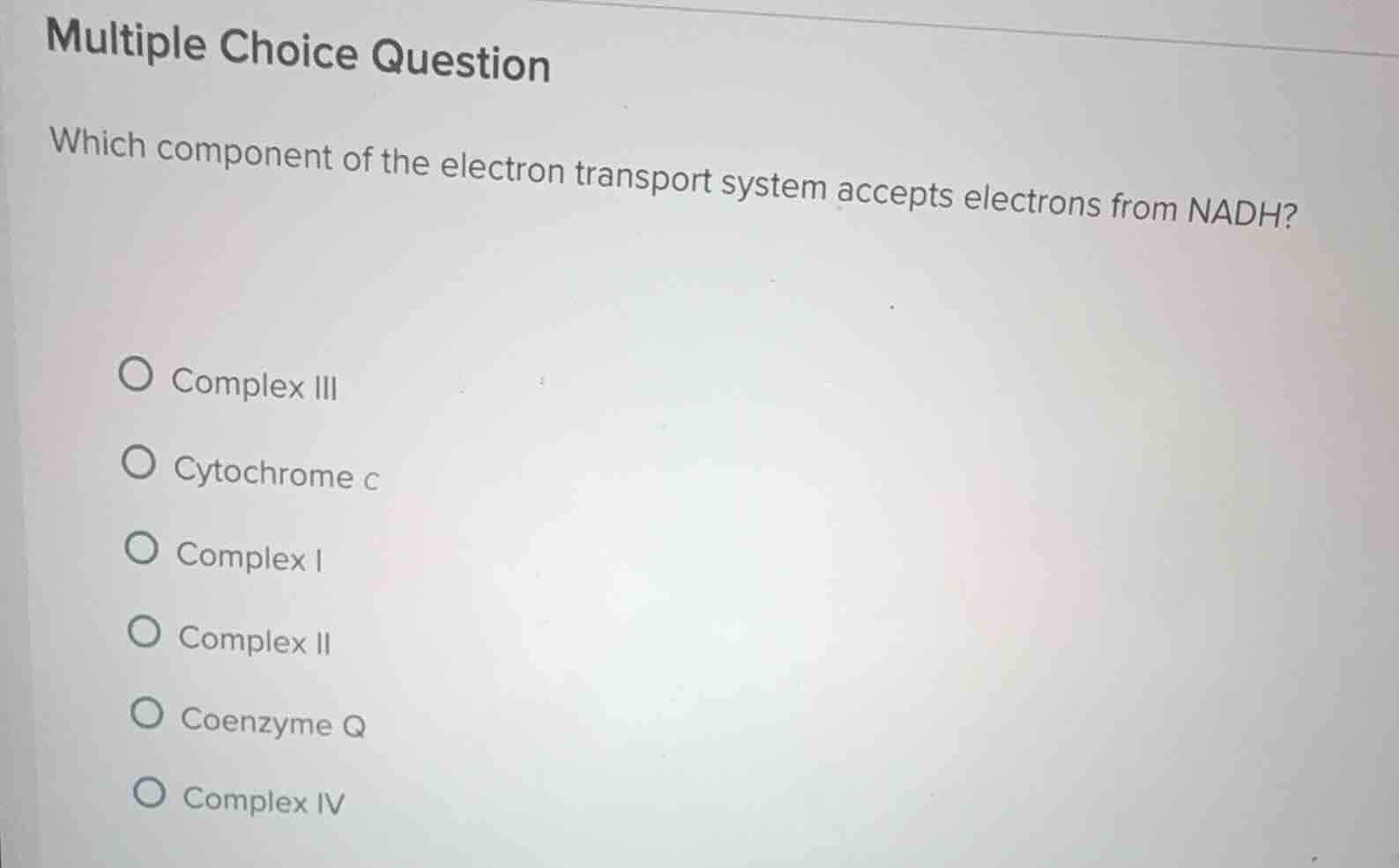 multiple choice question which component of the electron transport syst…