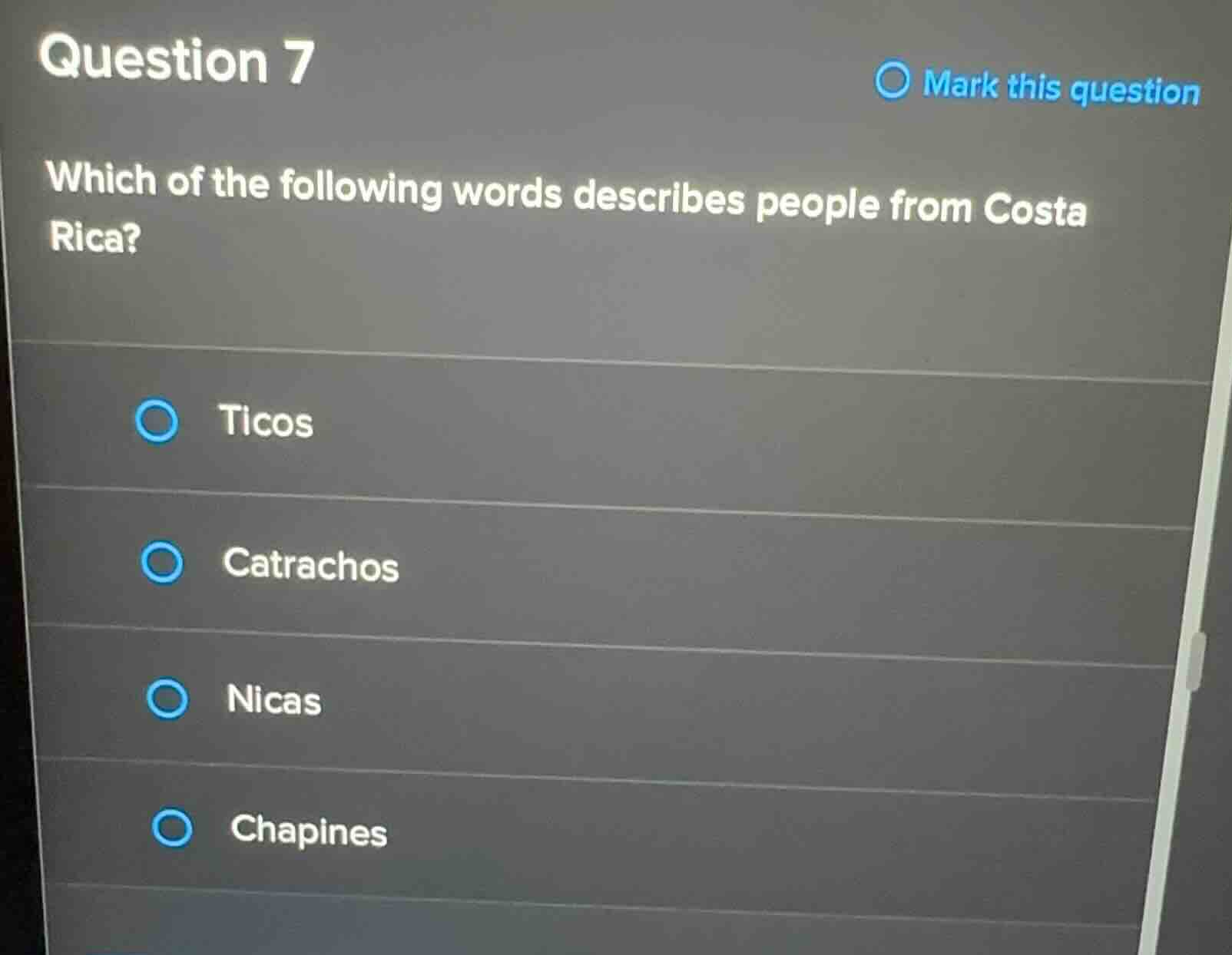 question 7 which of the following words describes people from costa ric…
