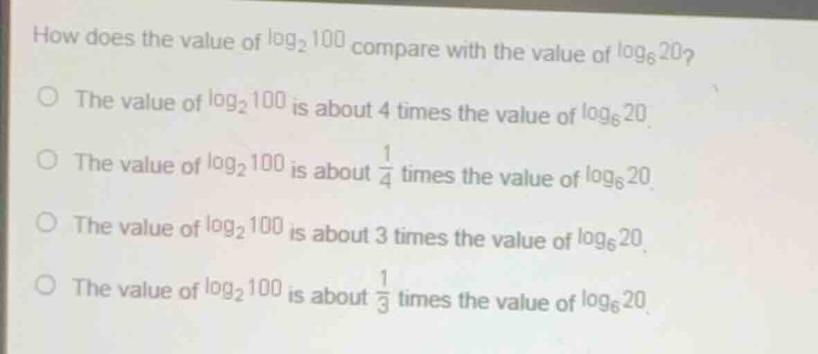 how does the value of \\(\\log_{2} 100\\) compare with the value of \\(…