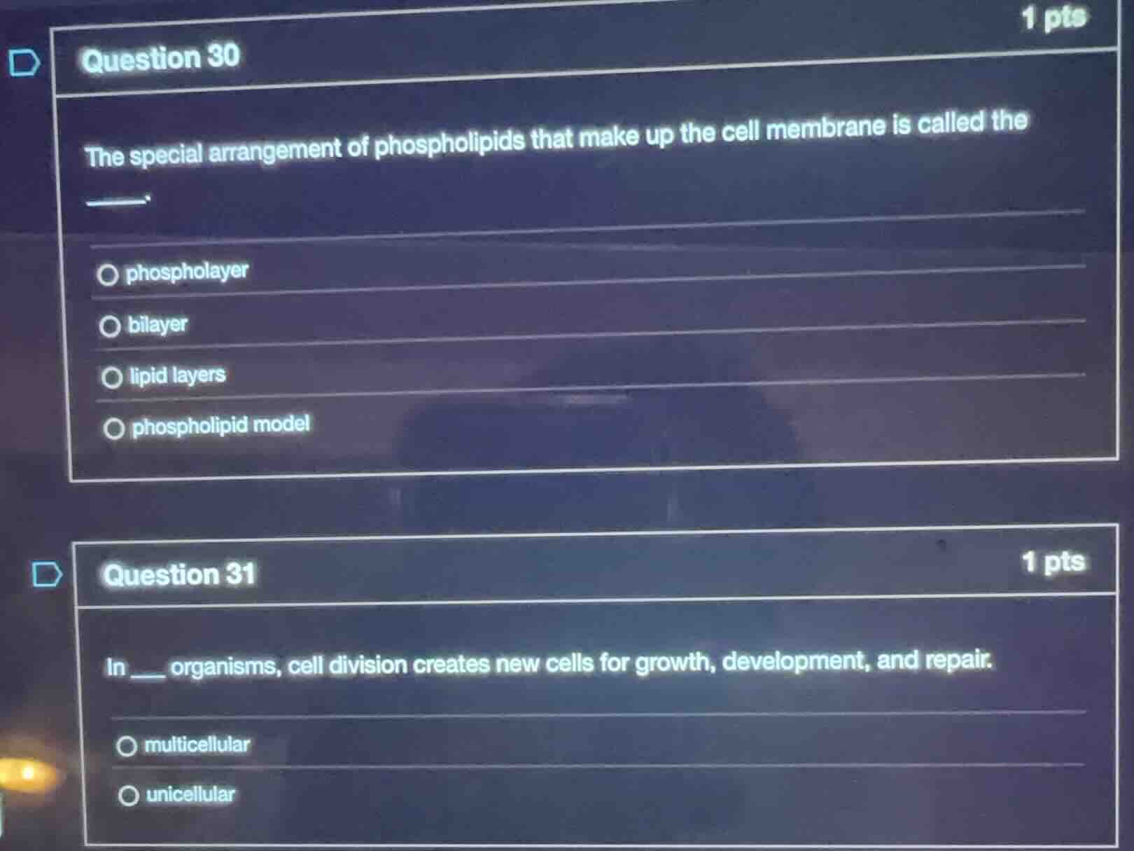 question 30 the special arrangement of phospholipids that make up the c…