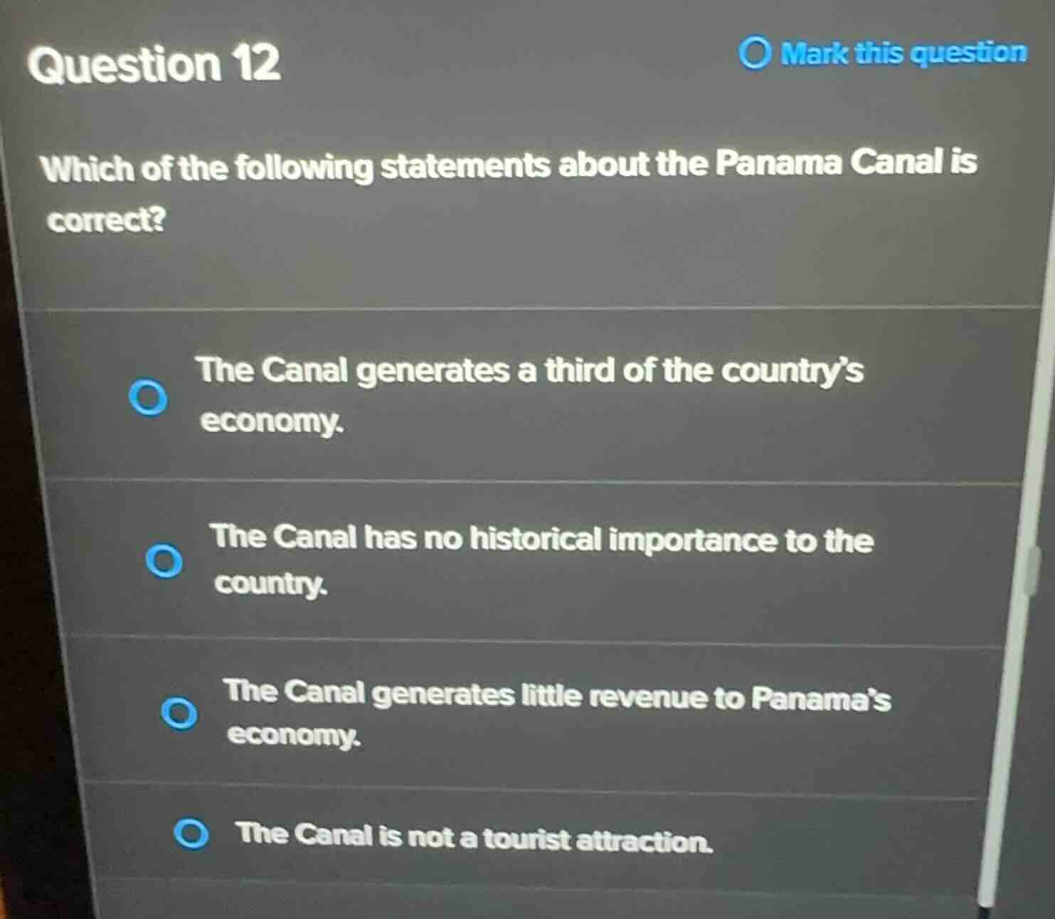 question 12 which of the following statements about the panama canal is…
