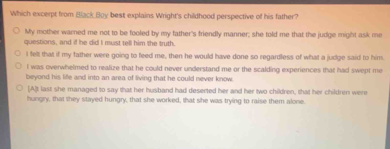 which excerpt from black boy best explains wrights childhood perspectiv…