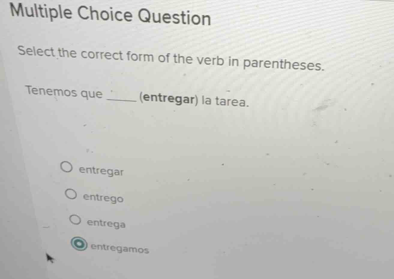 multiple choice question select the correct form of the verb in parenth…