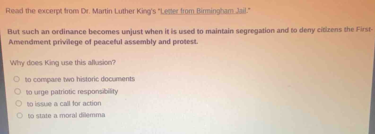 read the excerpt from dr. martin luther kings \letter from birmingham j…