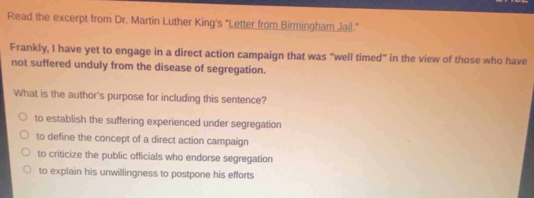 read the excerpt from dr. martin luther kings \letter from birmingham j…