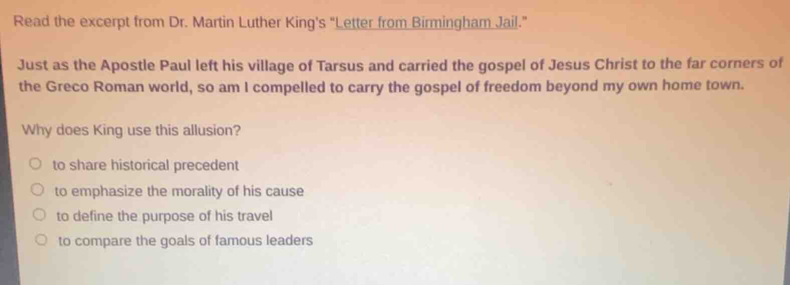 read the excerpt from dr. martin luther kings \letter from birmingham j…