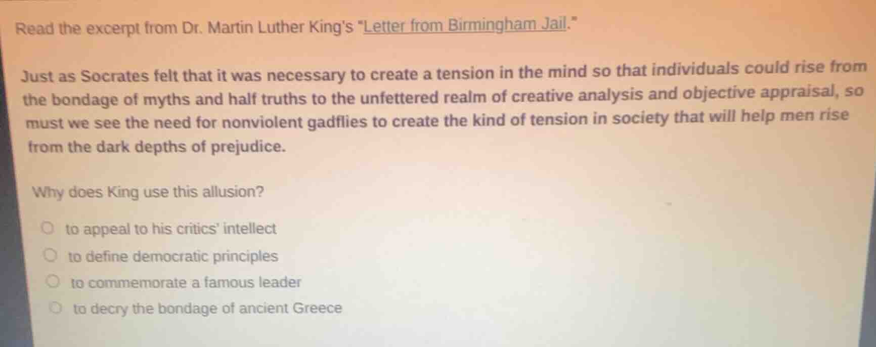 read the excerpt from dr. martin luther kings \letter from birmingham j…