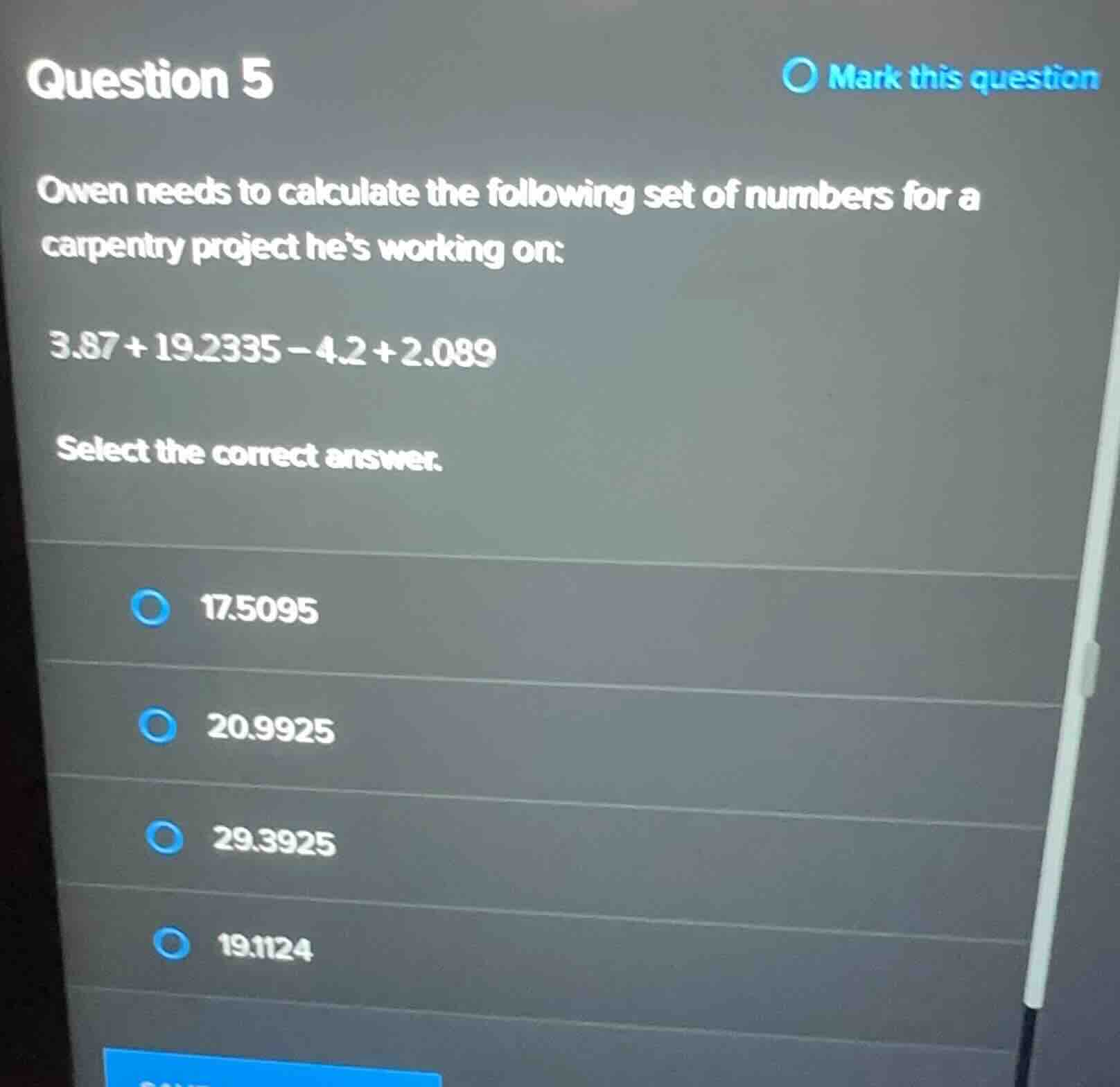 question 5 owen needs to calculate the following set of numbers for a c…