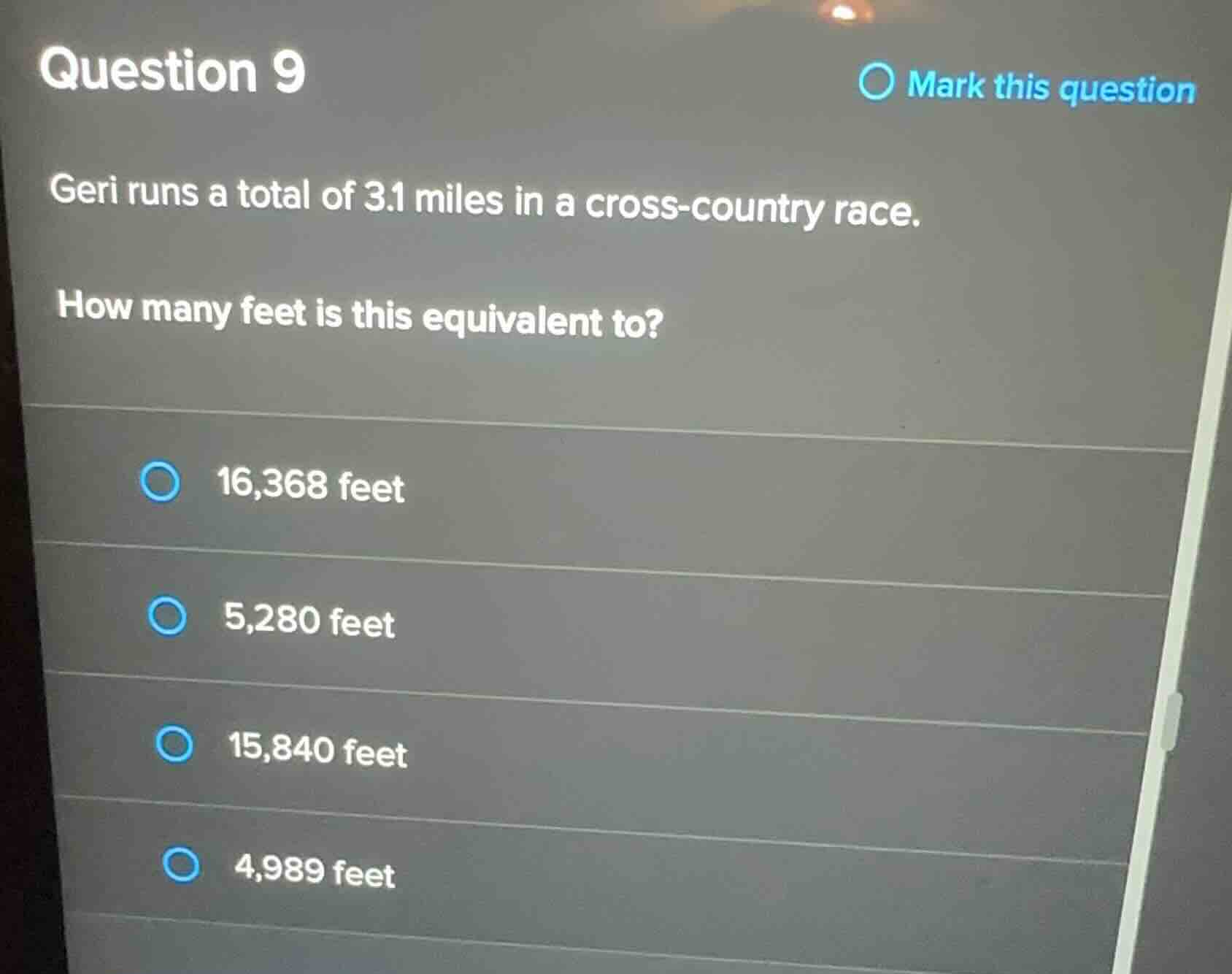question 9 geri runs a total of 3.1 miles in a cross-country race. how …