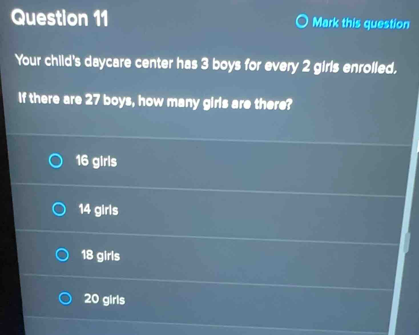 question 11 your childs daycare center has 3 boys for every 2 girls enr…
