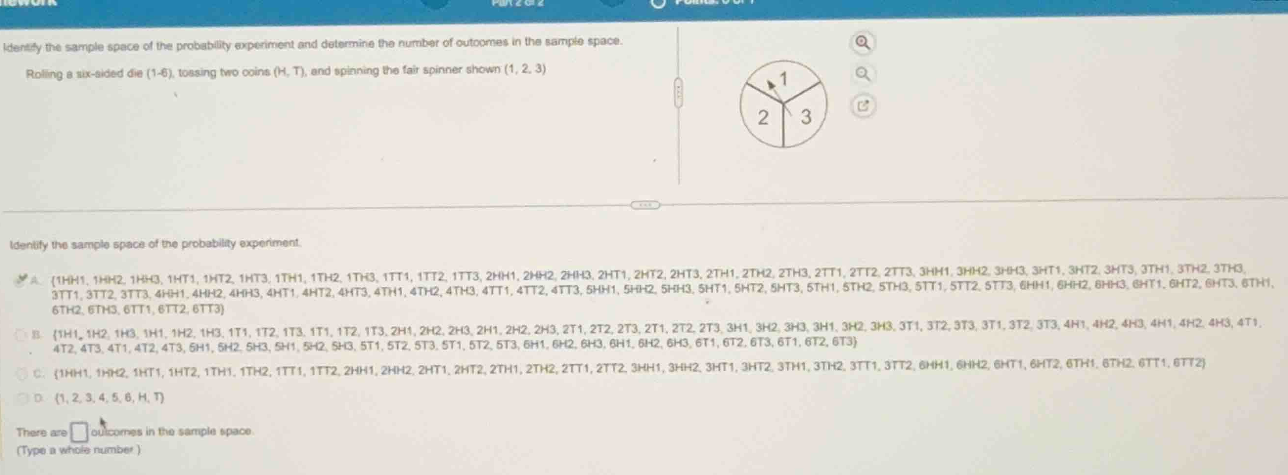 identify the sample space of the probability experiment and determine t…