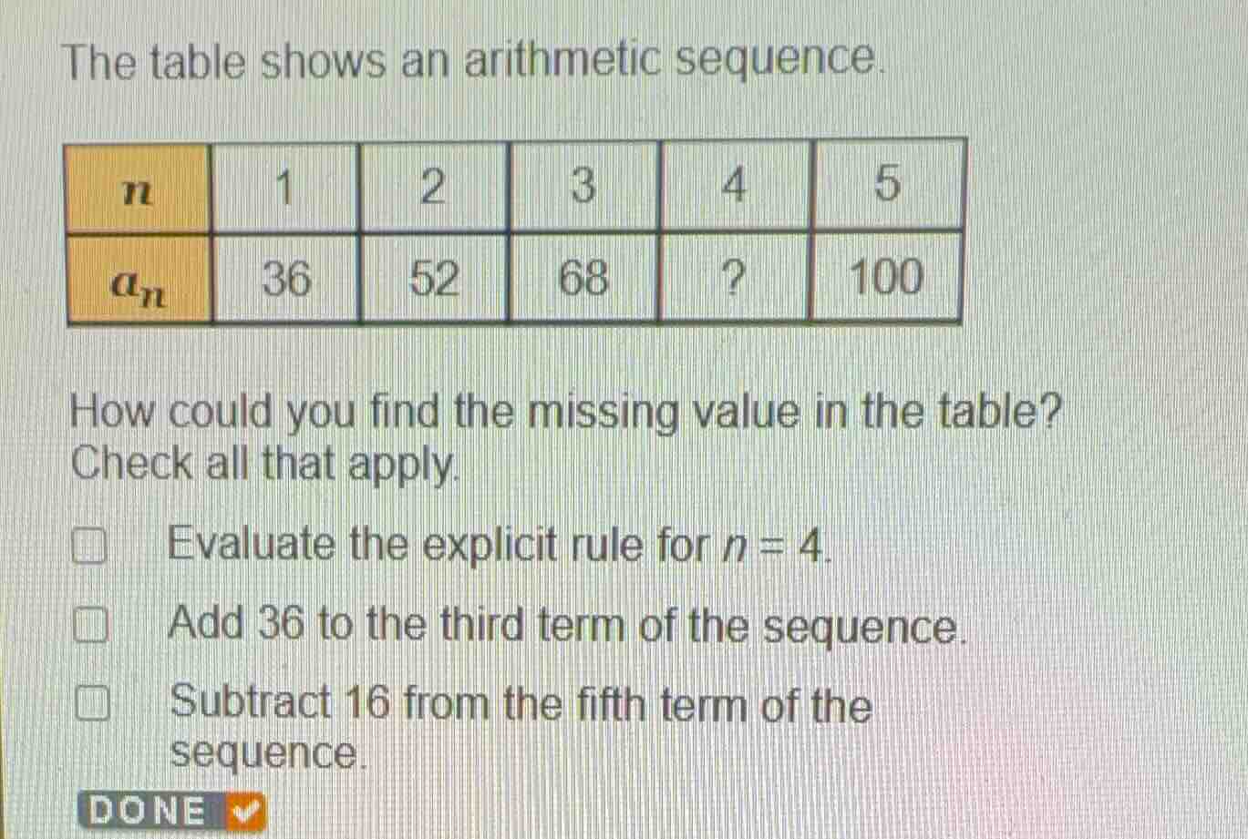 the table shows an arithmetic sequence. how could you find the missing …