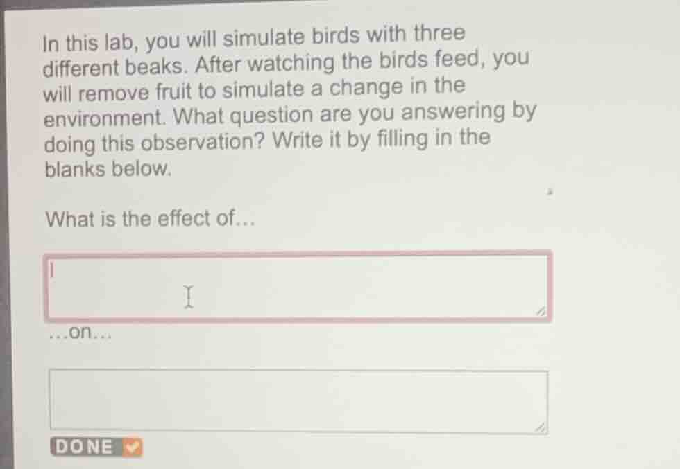 in this lab, you will simulate birds with three different beaks. after …