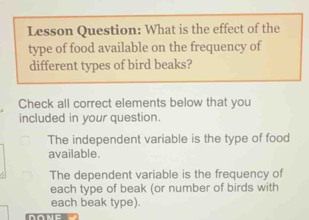 lesson question: what is the effect of the type of food available on th…