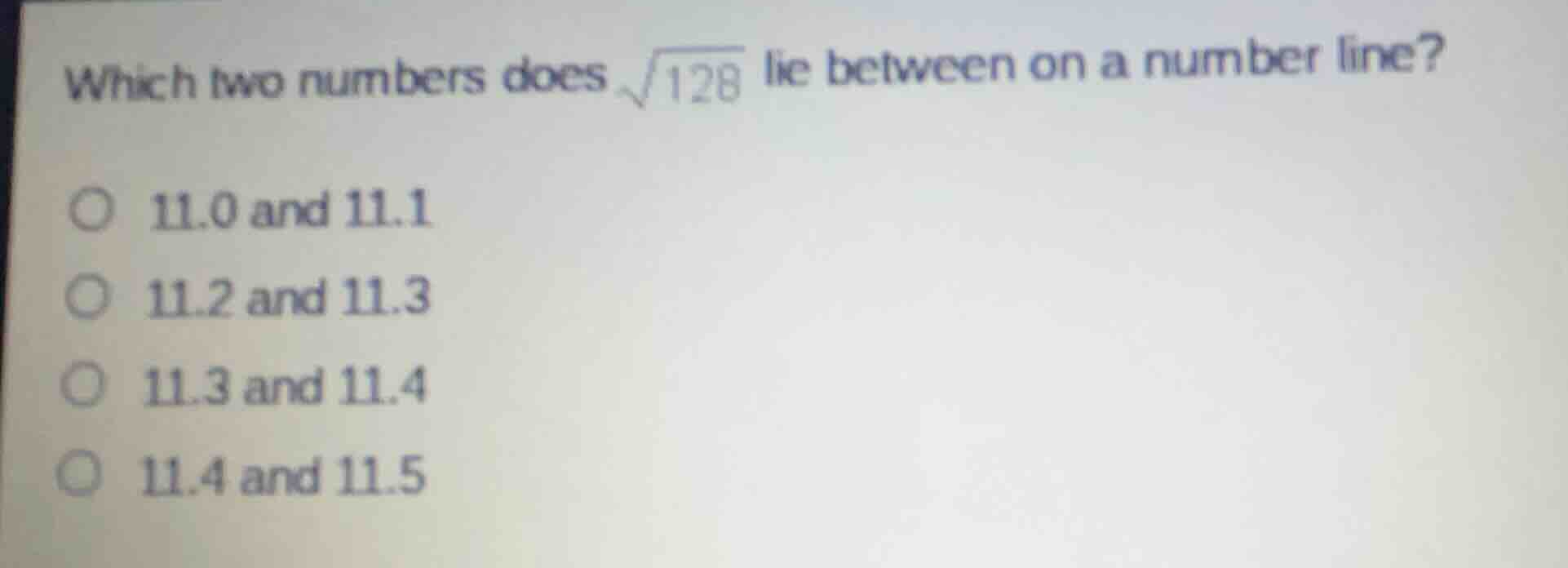 which two numbers does \\(\\sqrt{128}\\) lie between on a number line? …