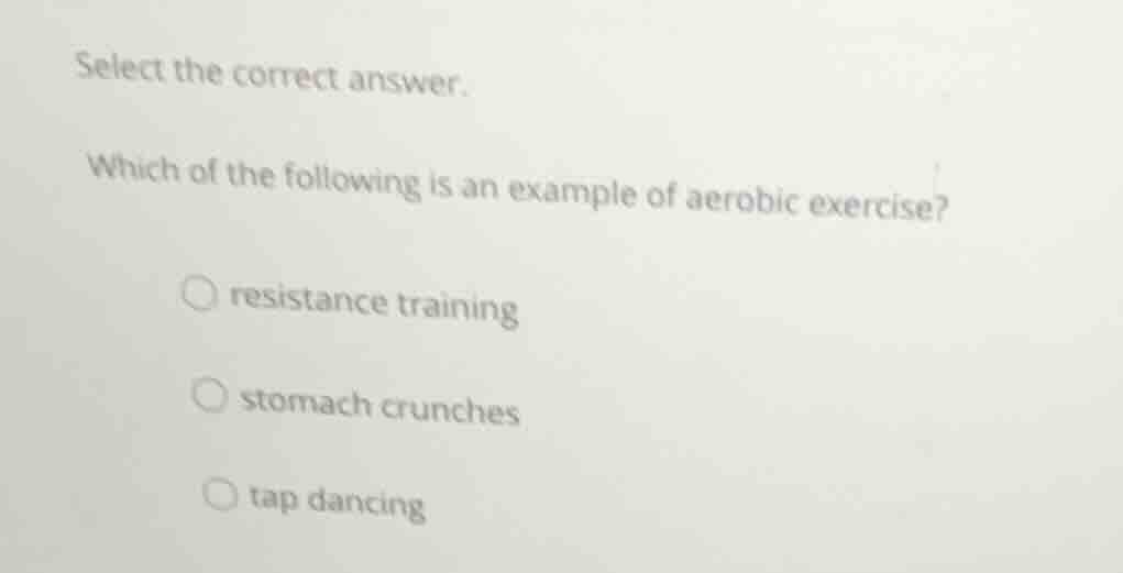 select the correct answer. which of the following is an example of aero…