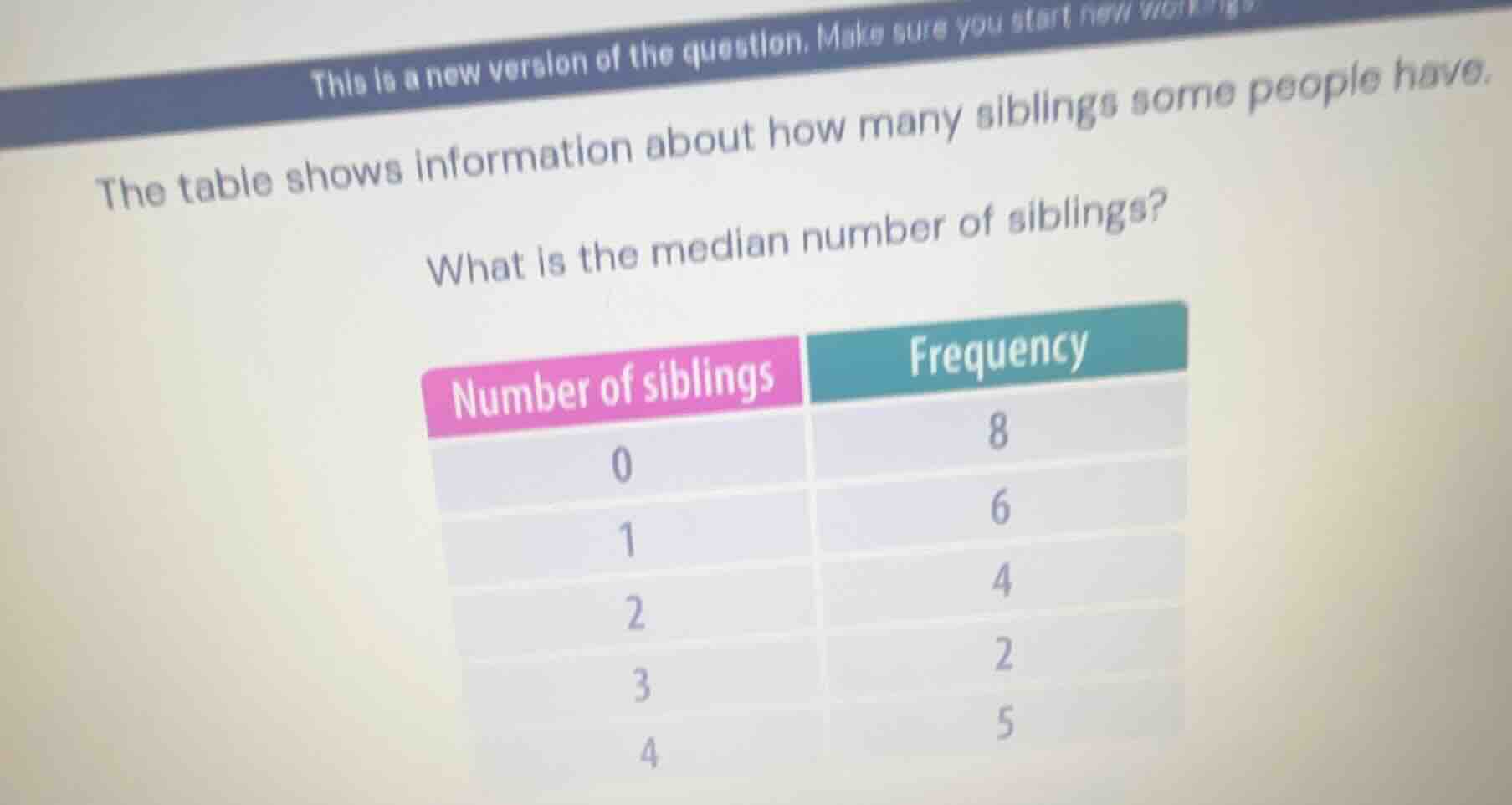 the table shows information about how many siblings some people have. w…
