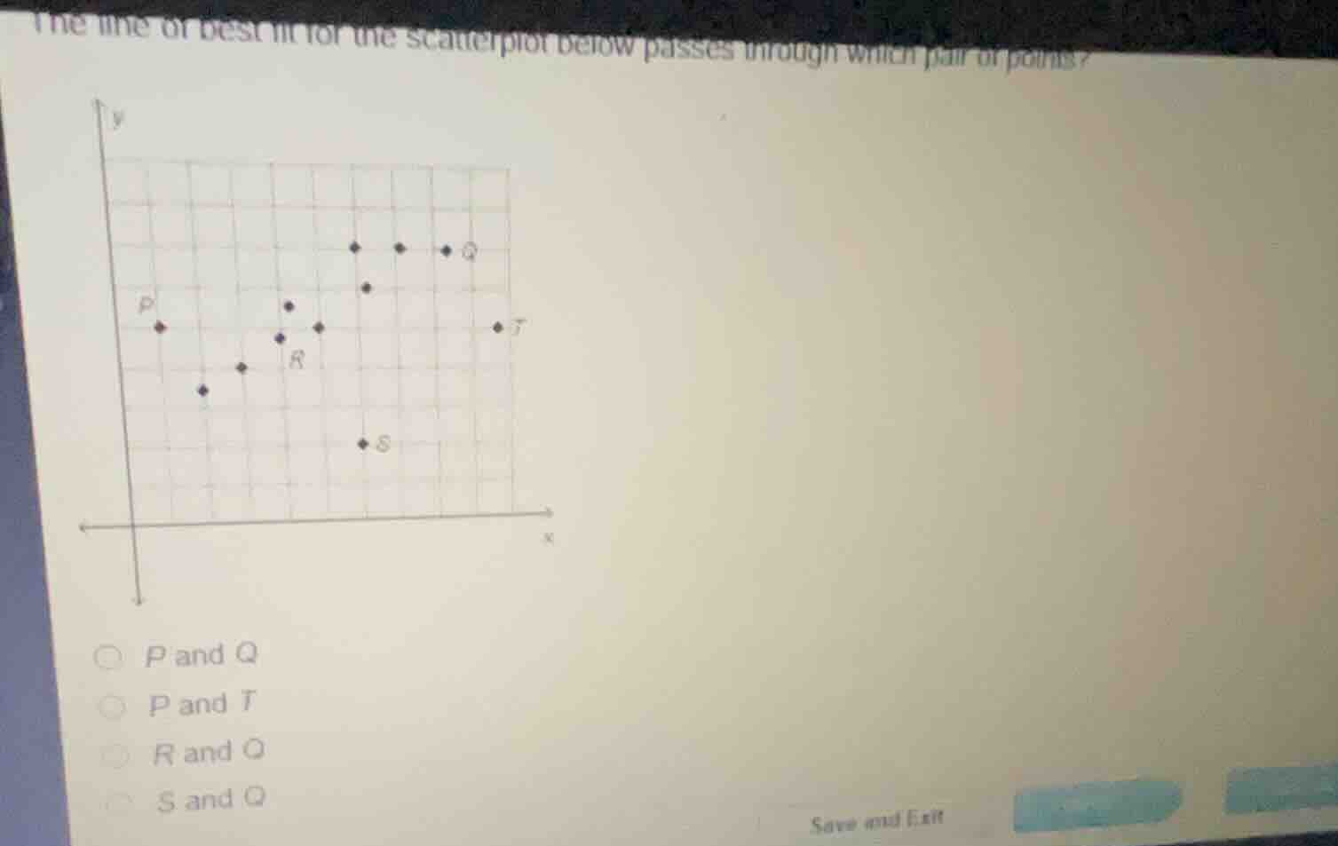 the line of best fit for the scatterplot below passes through which pai…