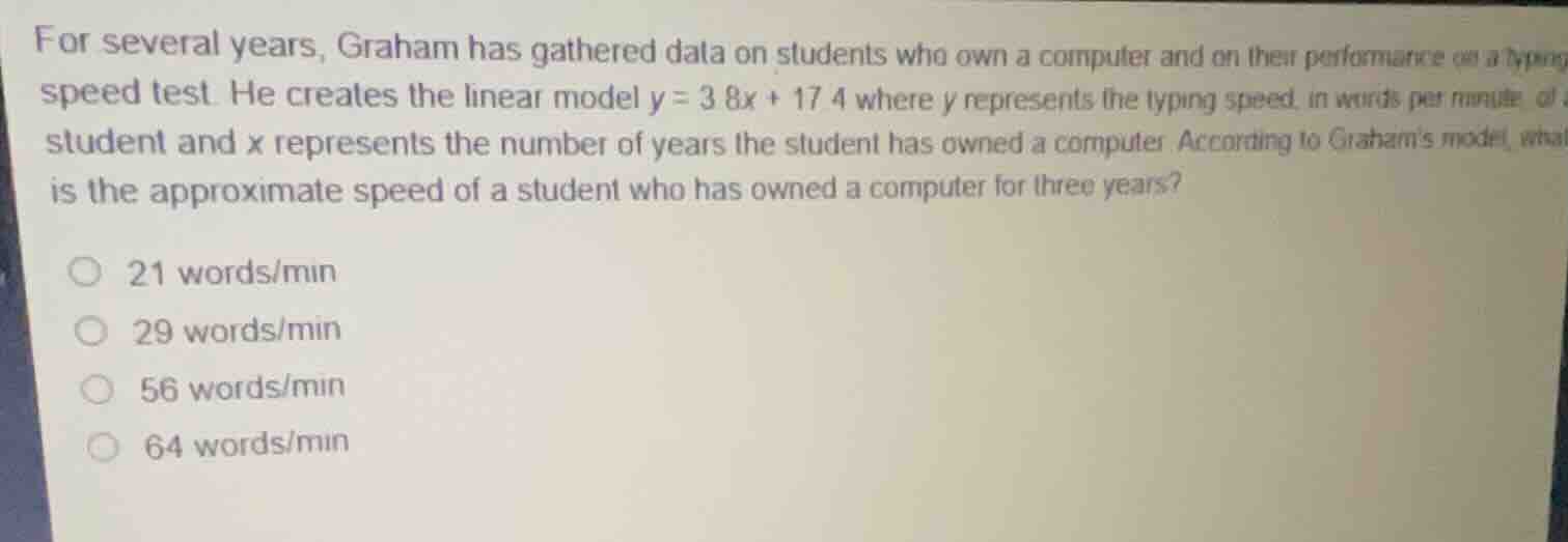 for several years, graham has gathered data on students who own a compu…