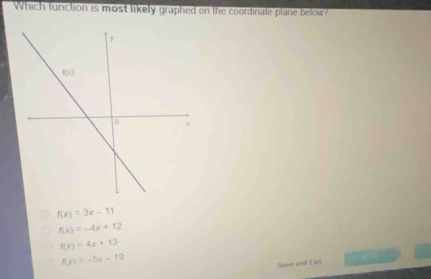 which function is most likely graphed on the coordinate plane below? * …