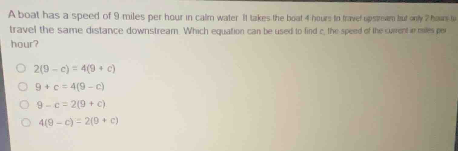 a boat has a speed of 9 miles per hour in calm water. it takes the boat…