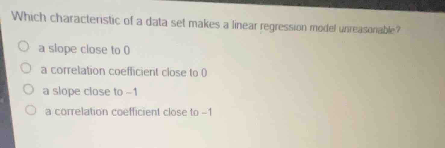 which characteristic of a data set makes a linear regression model unre…